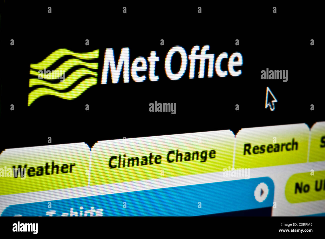 Close up of the Met Office logo as seen on its website. (Editorial use only: print, TV, e-book and editorial website). Stock Photo