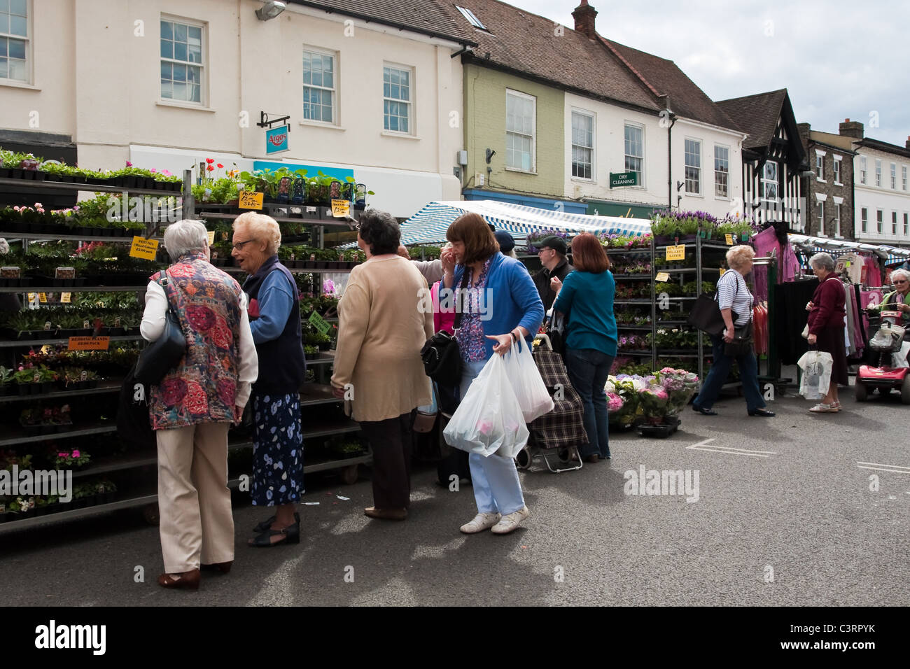 Market day in Bury St Edmunds Stock Photo Alamy