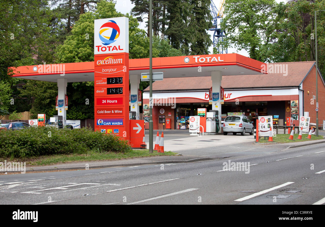 Total petrol filling station on the A3 at Hindhead, Surrey, UK Stock Photo