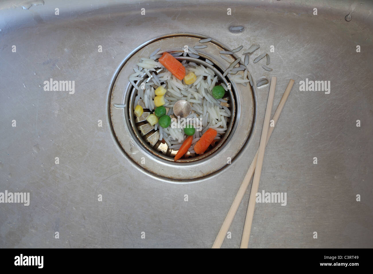 sink drain seafood leftovers Stock Photo