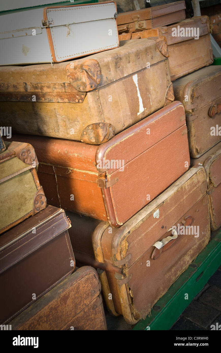 Travel luggage on a railway platform Stock Photo
