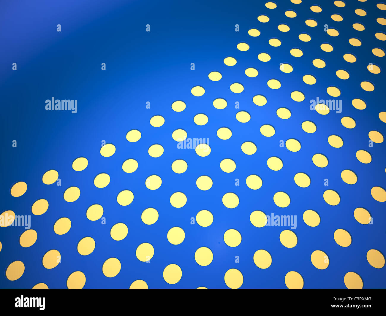 abstract blue perforated surface 3D rendering Stock Photo