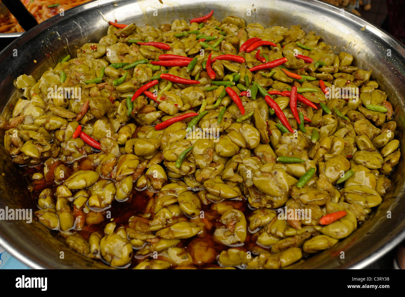 Fermented Elaeocarpus hygrophilus Kurz , thai delicacy, street market, bangkok, Stock Photo