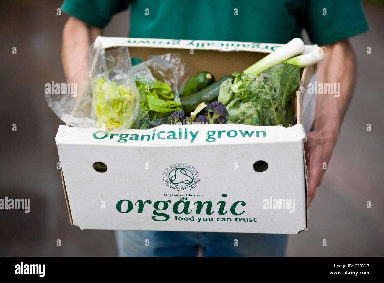 Organic veg box delivered to the door, UK Stock Photo Alamy