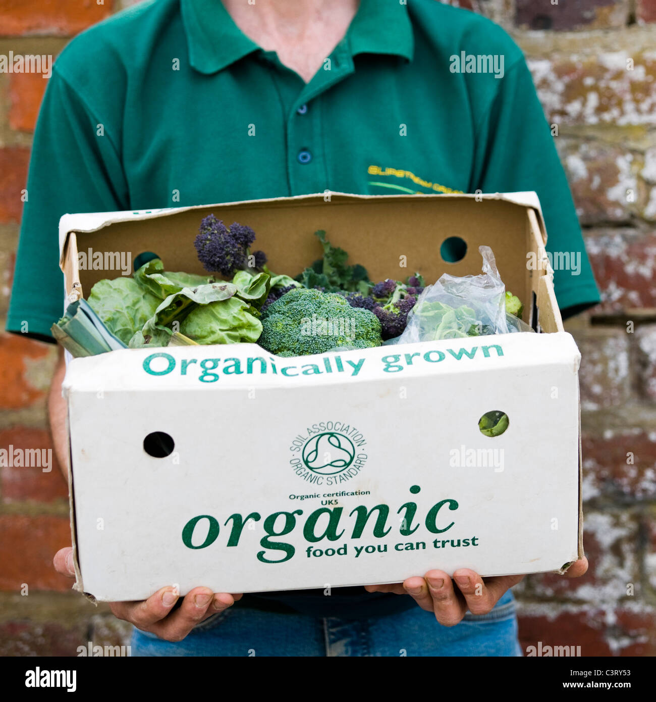 Organic veg box delivered to the door, UK Stock Photo Alamy