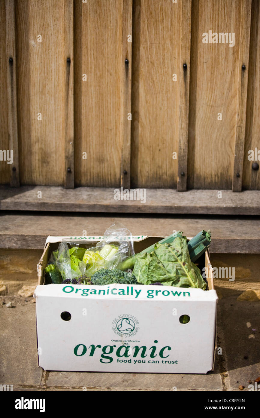 Organic veg box delivered to the door, UK Stock Photo Alamy