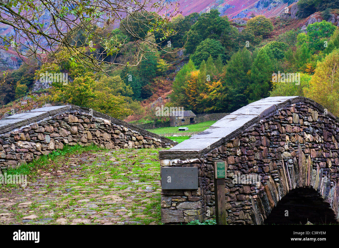 Stone bridge on the trail from Grasmere to Easedale Tarn in the Lake