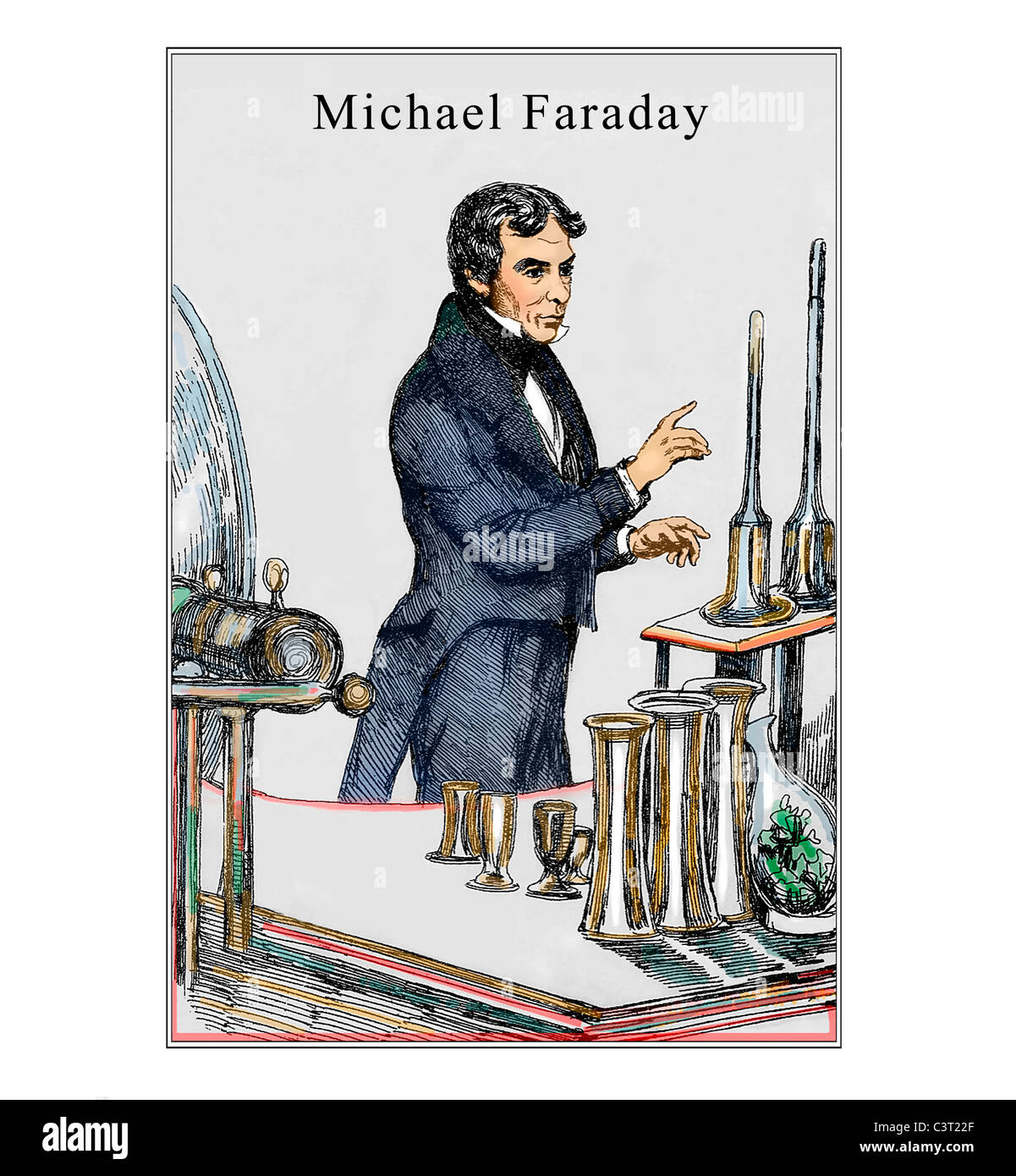 Michael Faraday 1791 1867 English Chemist Physicist Illustration from an Engraving Stock Photo