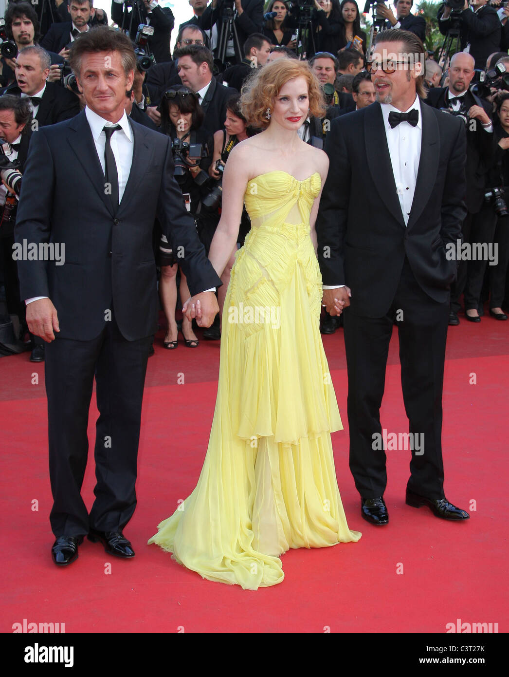 SEAN PENN JESSICA CHASTAIN & BRAD PITT THE TREE OF LIFE PREMIERE CANNES