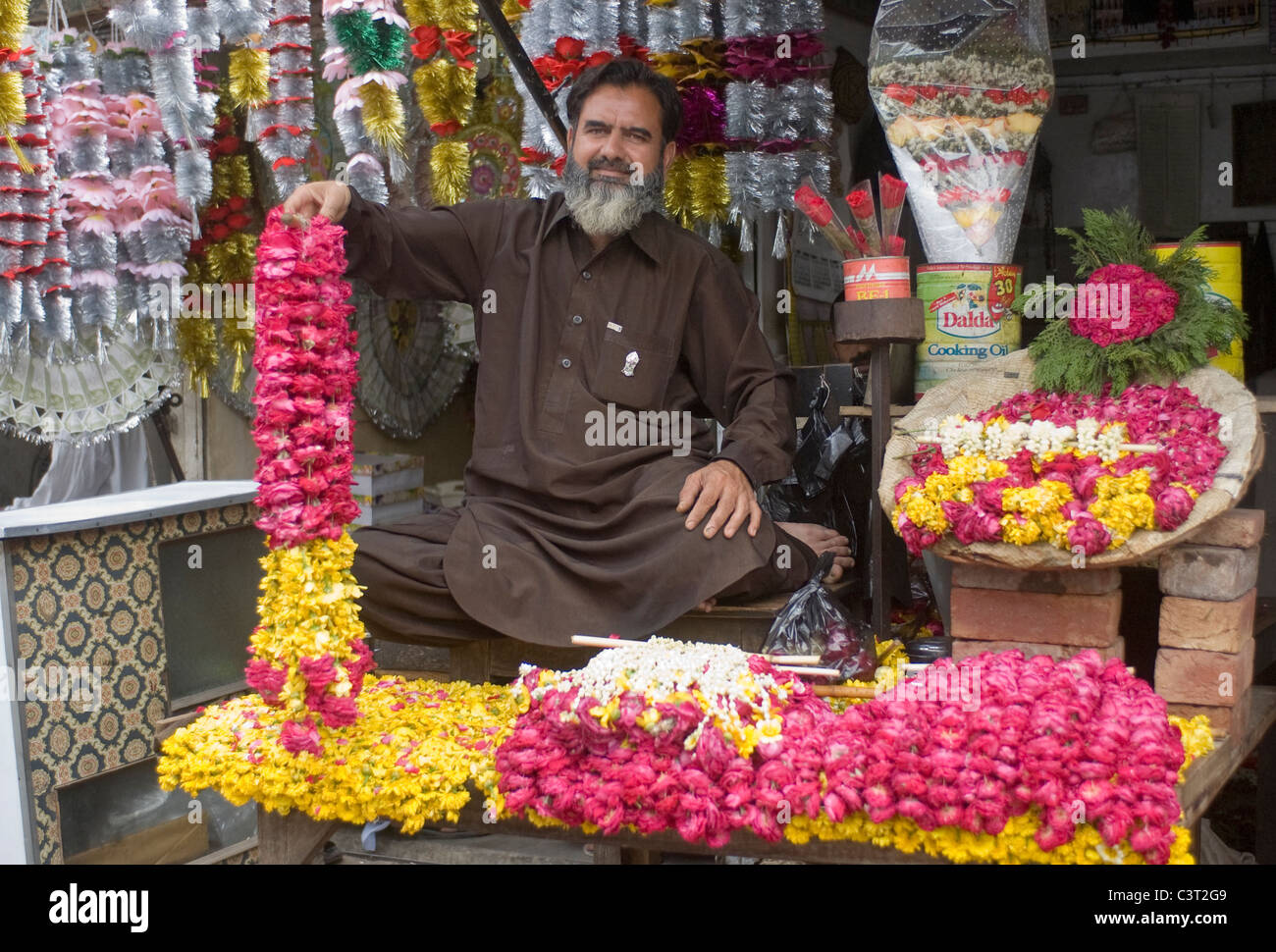 A flower seller in the Old City. Stock Photo