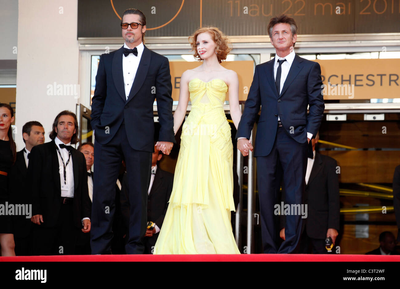 BRAD PITT JESSICA CHASTAIN SEAN PENN THE TREE OF LIFE PREMIERE PALAIS