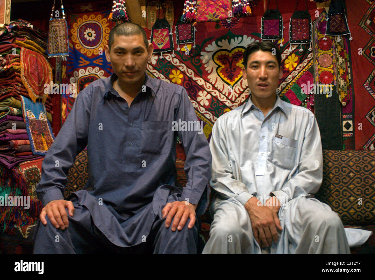 Shop workers in the Old CIty. Stock Photo