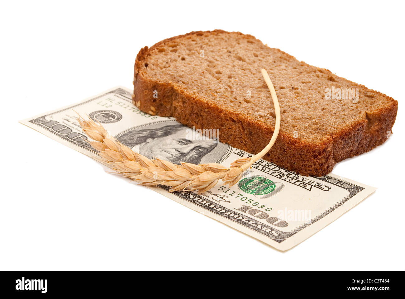 Dollar with slice bread Stock Photo
