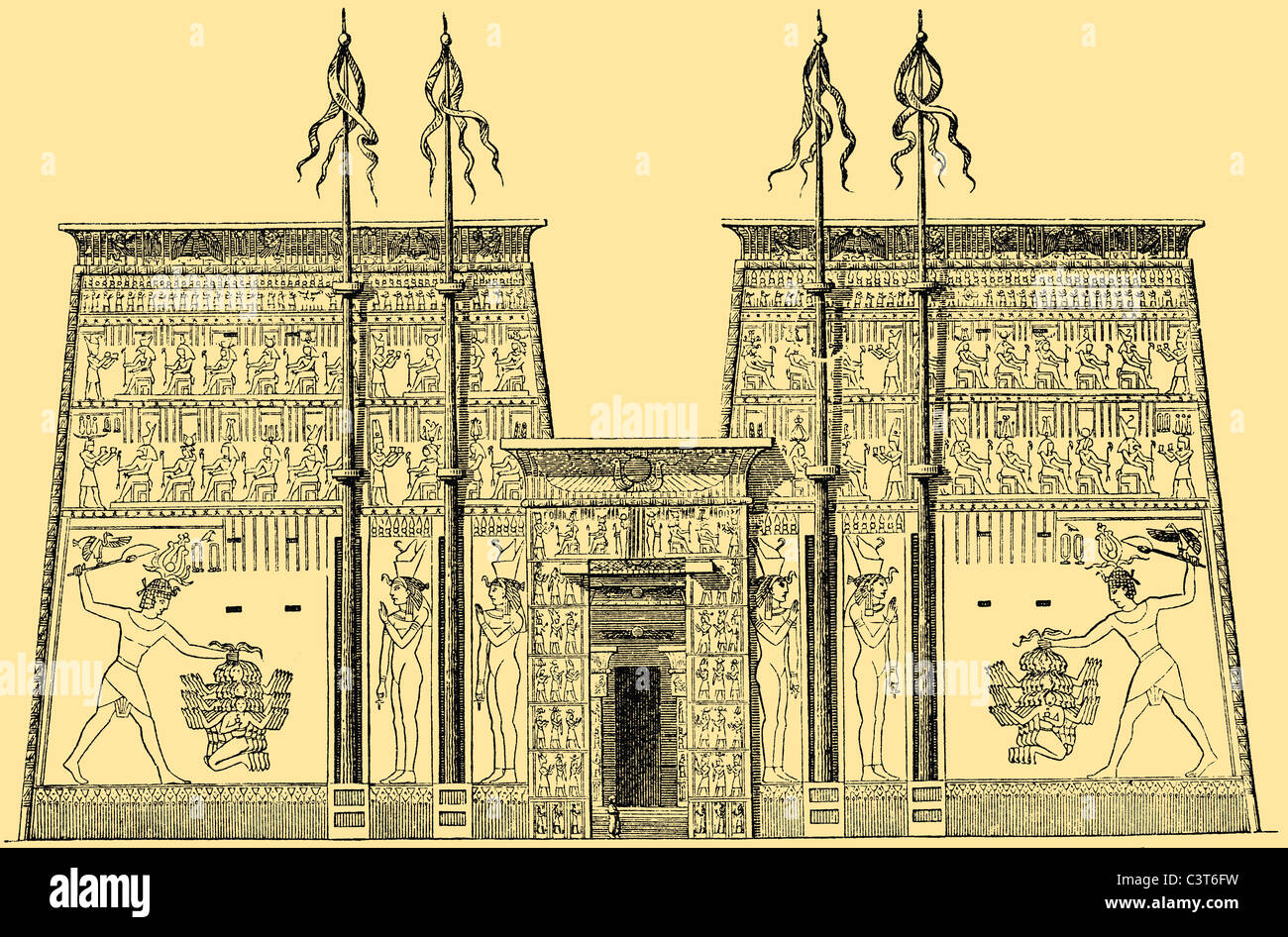 Facade of the temple of Edfu, Upper Egypt Stock Photo - Alamy