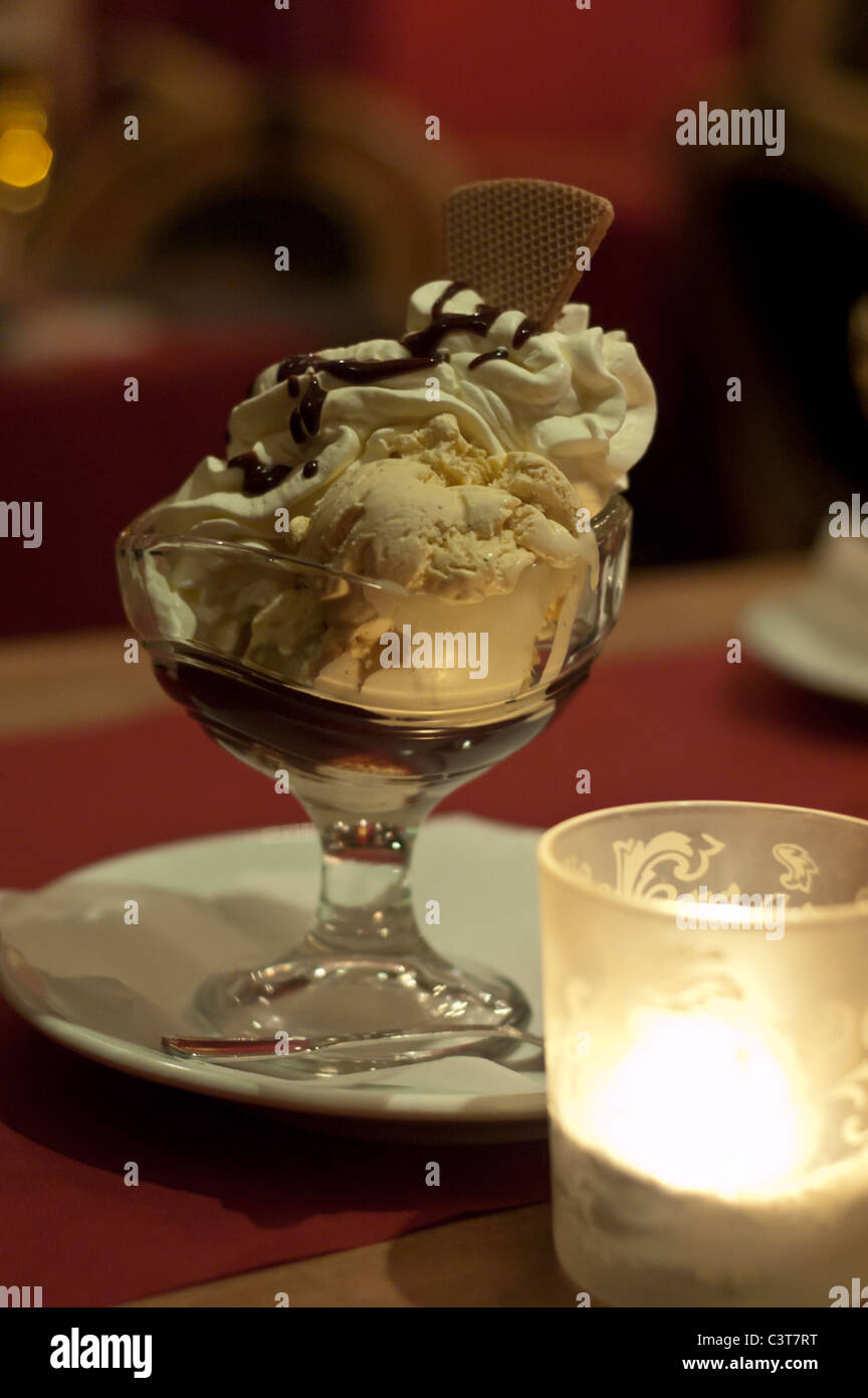 ice cream dessert with wafer Stock Photo Alamy