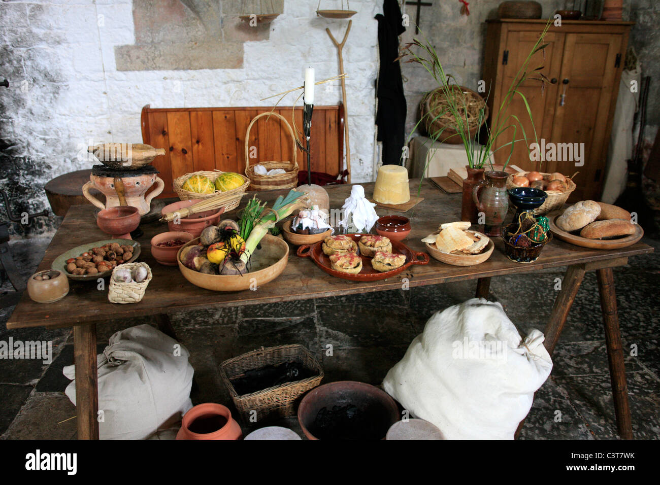 Food possibly on offer in the Abbot's Kitchen at Glastonbury England Stock Photo