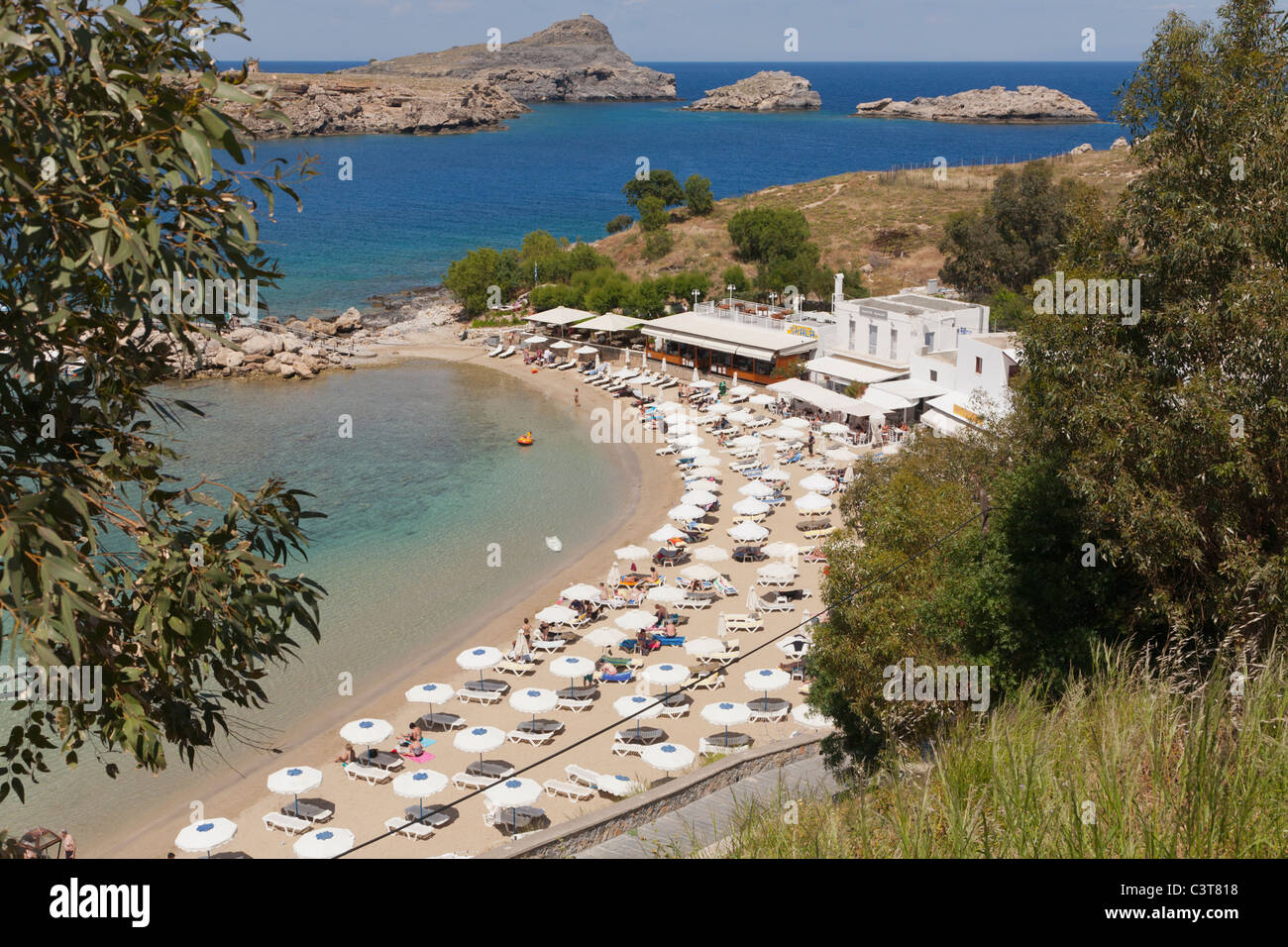 Lindos Beach Island Rhodes Greece Stock Photo