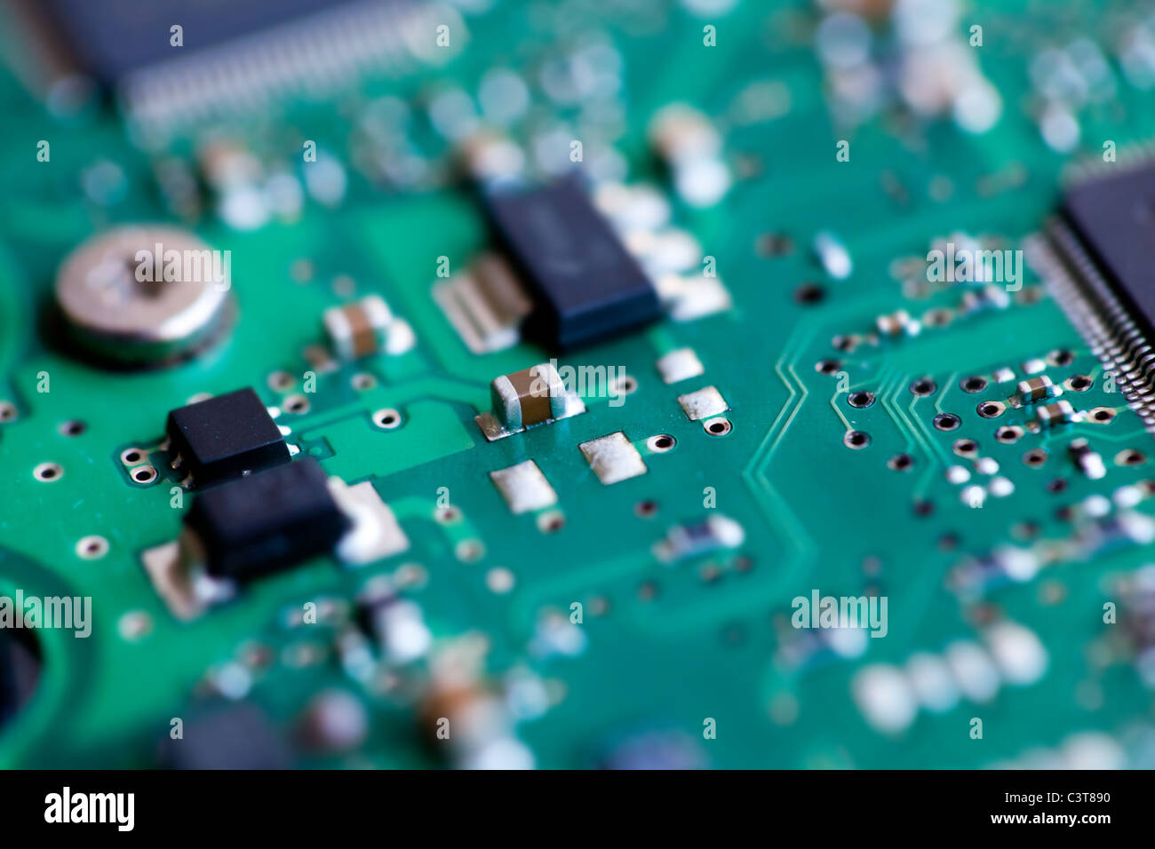 Macro of a green circuit board Stock Photo Alamy