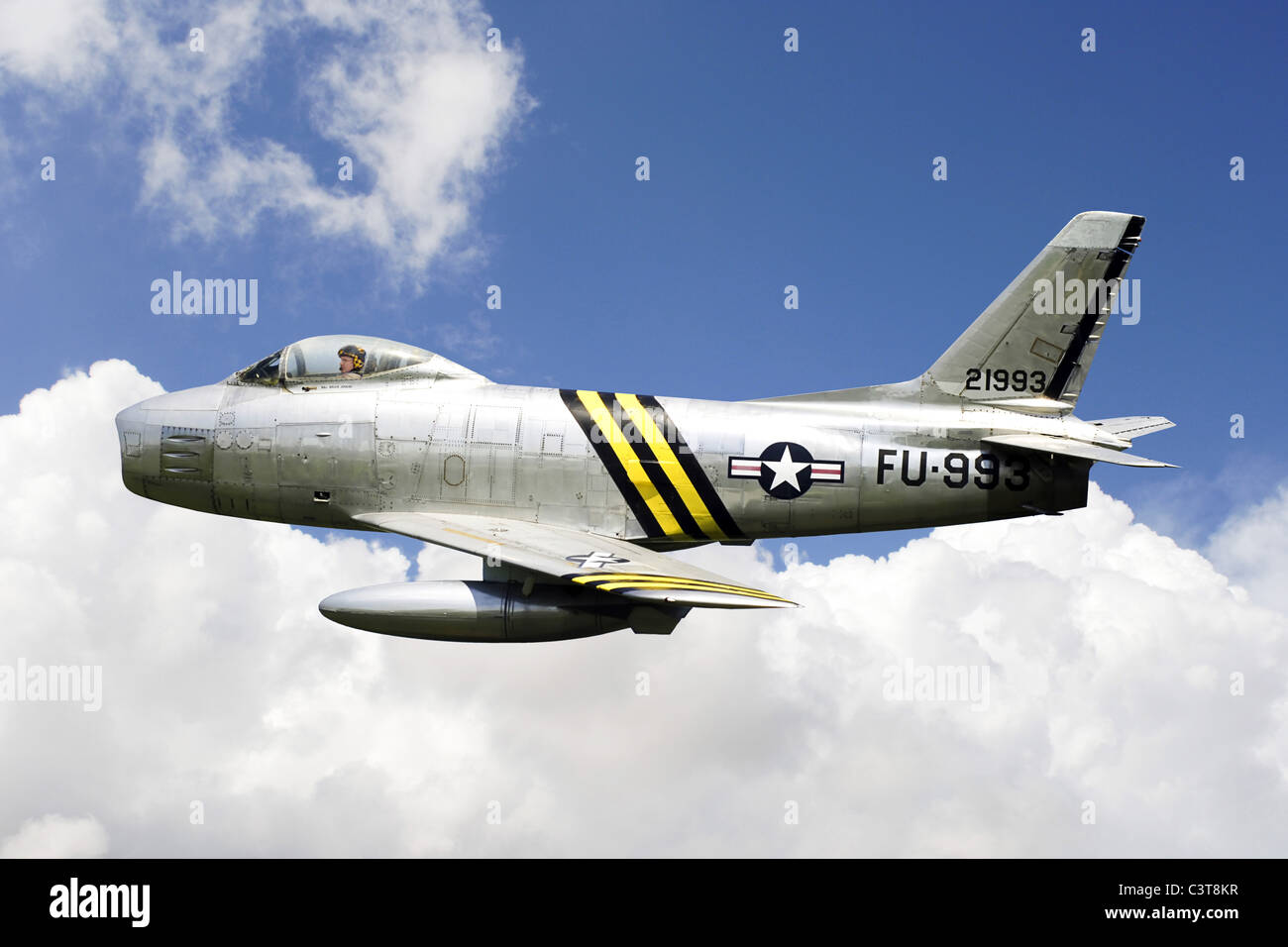 1950s Korean War era F86 Sabre Jet Fighter plane of the USAF Stock Photo