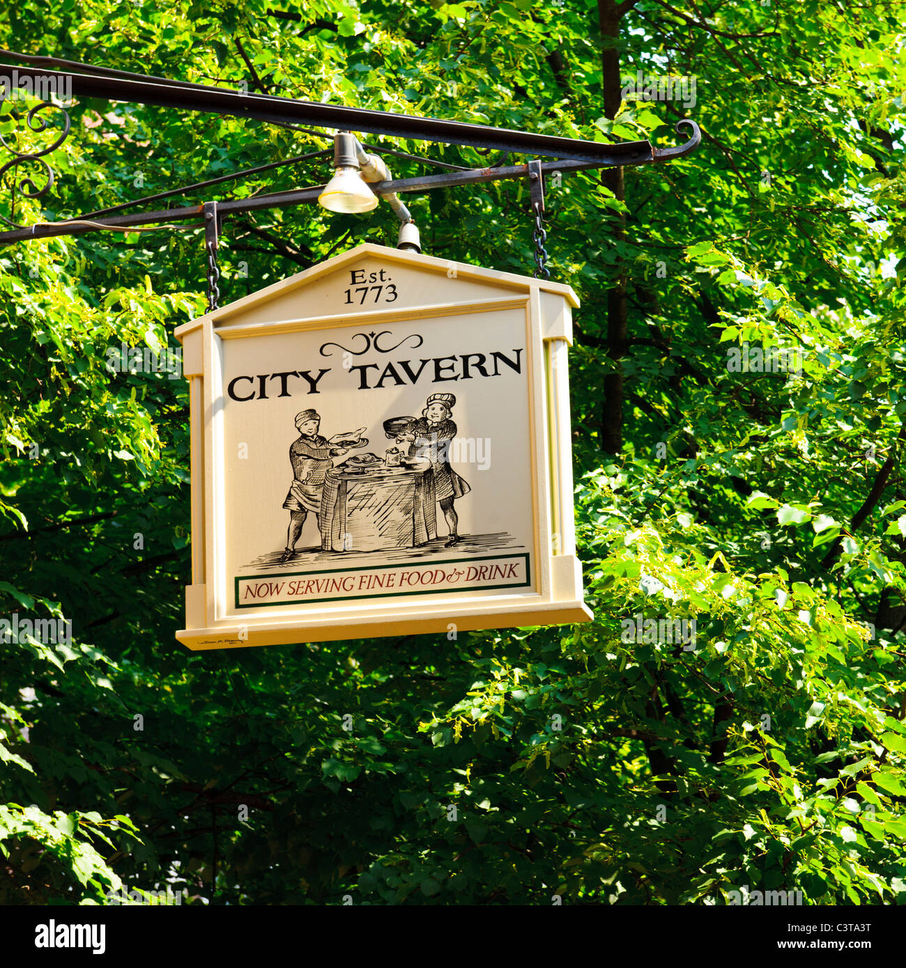 City Tavern sign, Philadelphia Stock Photo