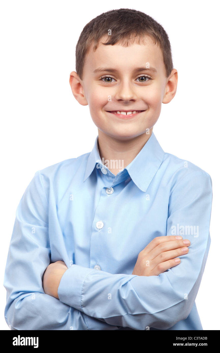Portrait of a schoolboy isolated on white background Stock Photo - Alamy
