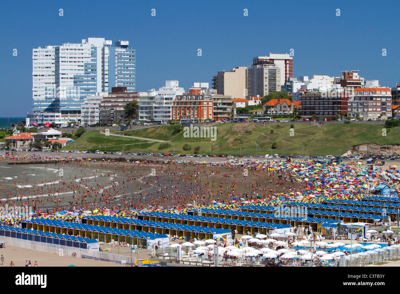 Beach scene at Mar del Plata, Argentina. Stock Photo