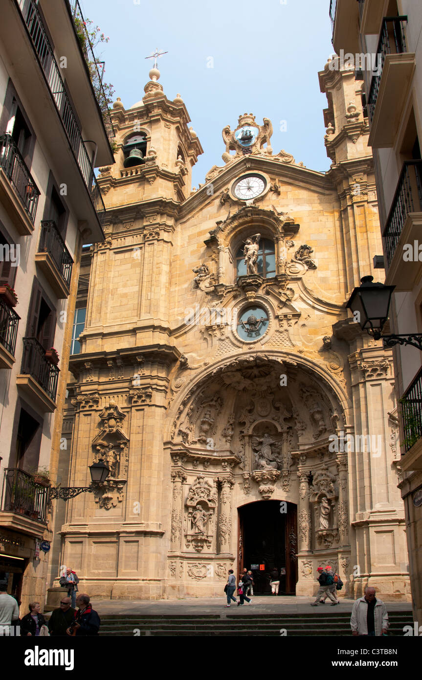 San Sebastian Spain Church of Santa Maria Basque Country old town city ...