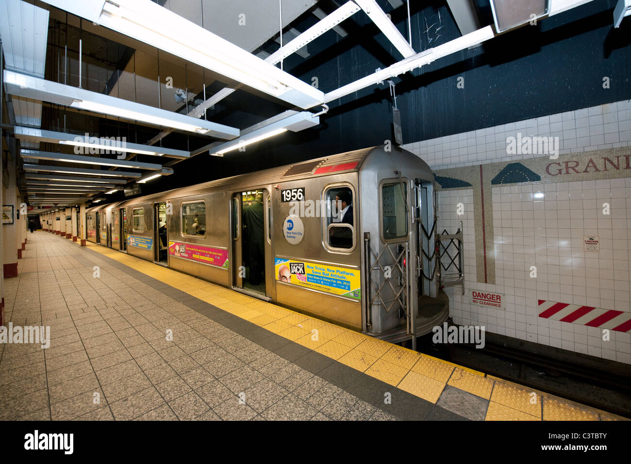 Subway shuttle from Grand Central to Penn Station. New York City Stock