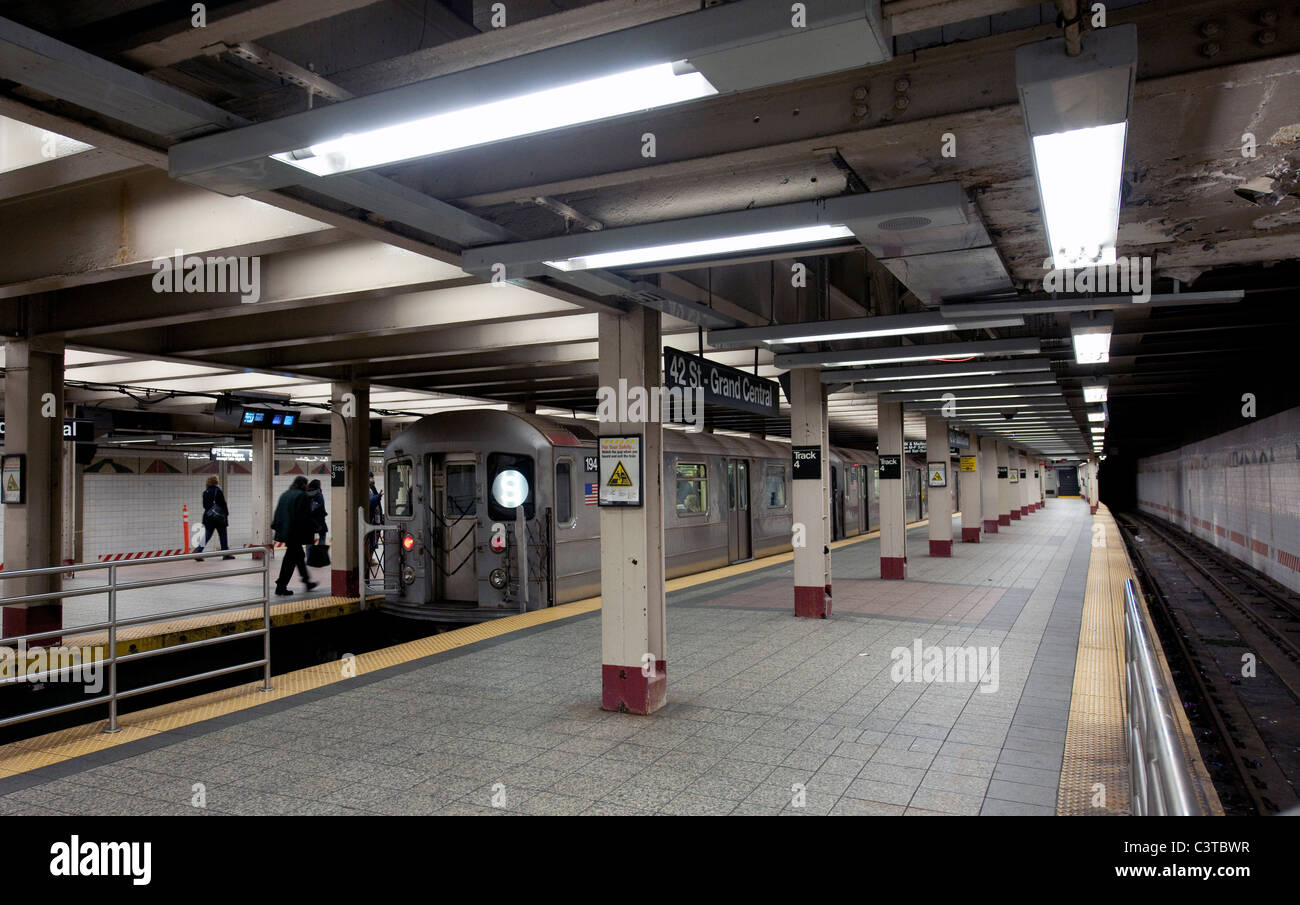 Subway shuttle from Grand Central to Penn Station. New York City Stock