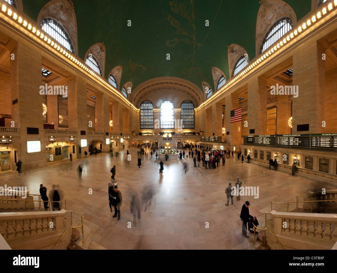 2011. Grand Central Terminal. Grand Central Station.  Panoramic photo comprised of three pictures stitched together. Stock Photo