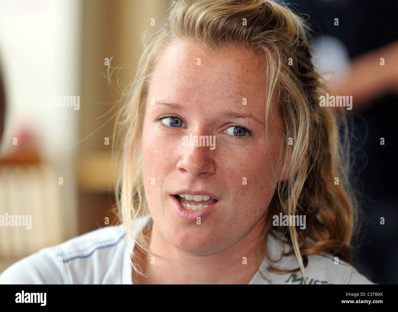 UK, Dorset, Skandia Sail for Gold Regatta, Skandia Team GBR, Hannah Mills, PICTURE BY: DORSET MEDIA SERVICE Stock Photo