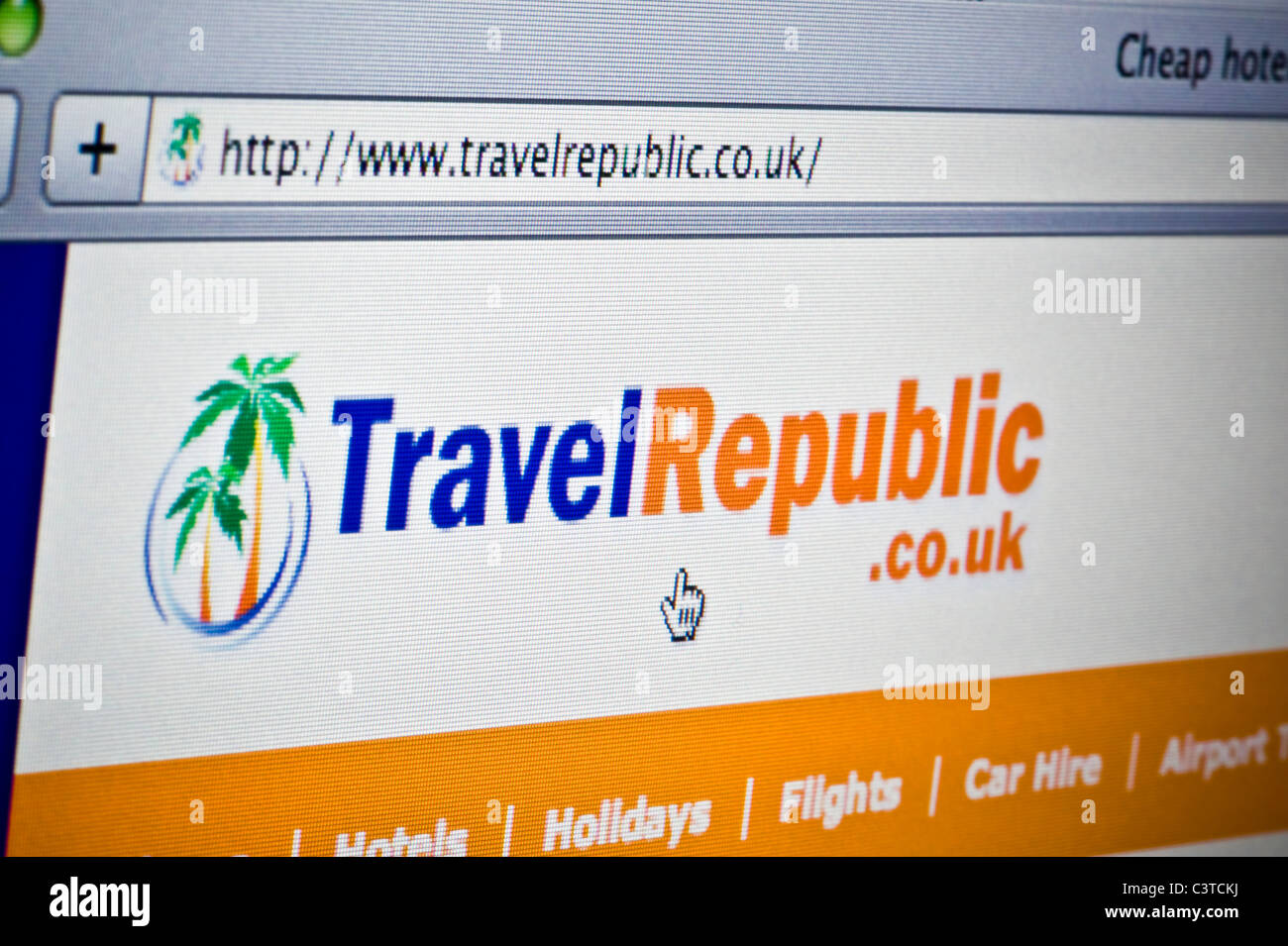 Close up of the Travel Republic logo as seen on its website. (Editorial use only: print, TV, e-book and editorial website). Stock Photo