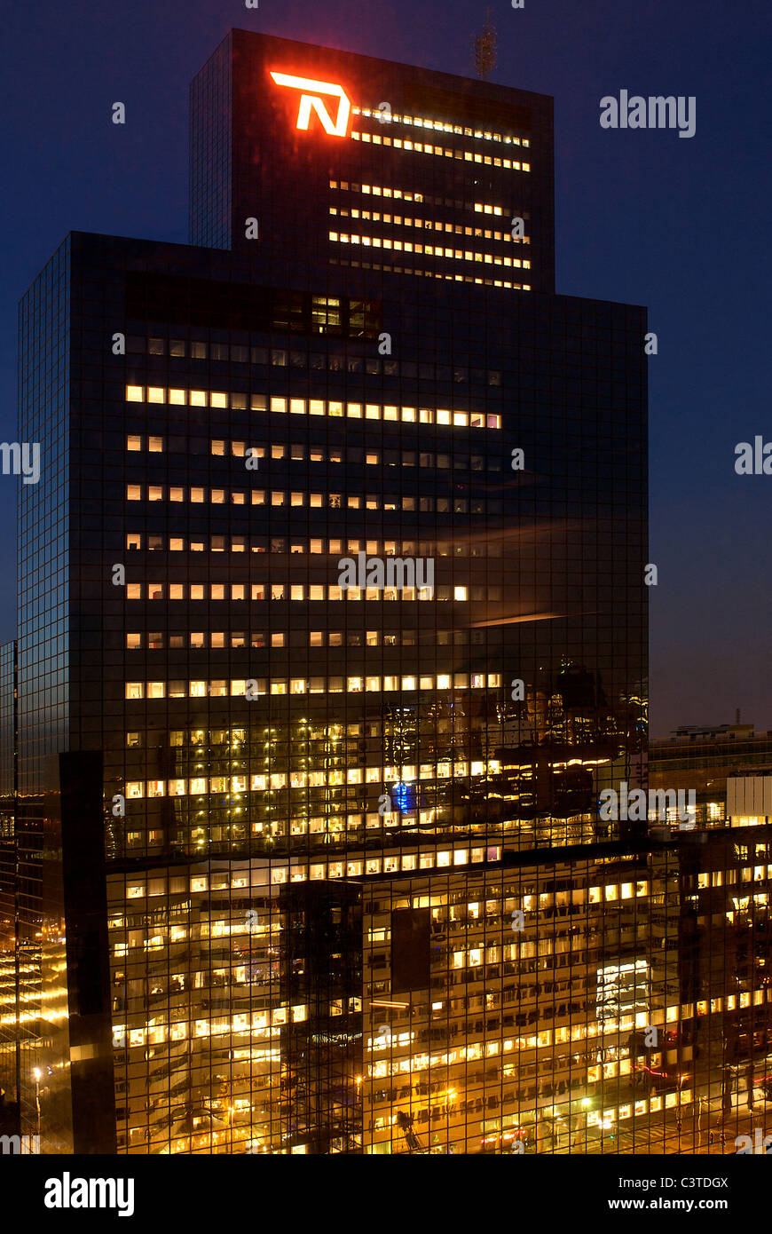 A commercial centre at night, Rotterdam, Netherlands Stock Photo