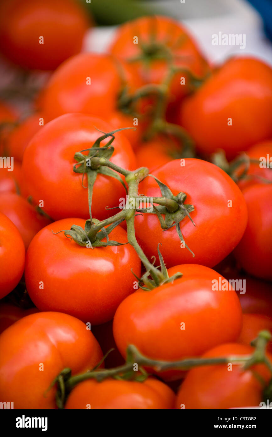 Vine ripened tomatoes Farmers Market Santa Monica California Stock ...