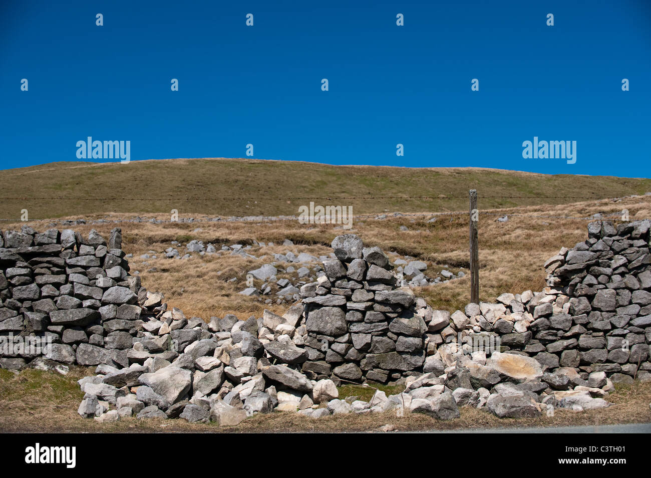 Drystone wall in poor state of repair Stock Photo