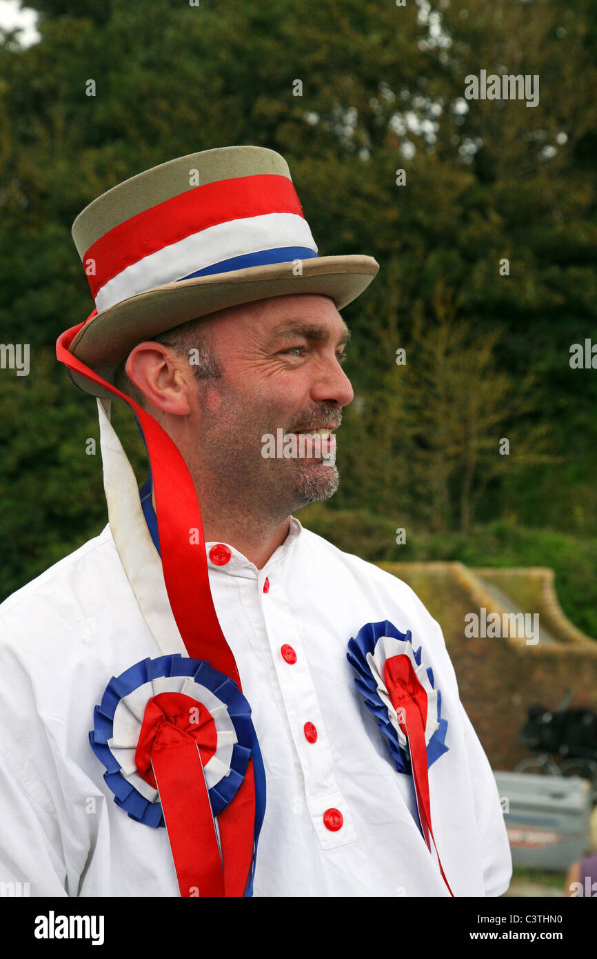 A Berkshire Bedlam Morris Dancer at Sidmouth Folk Week Stock Photo