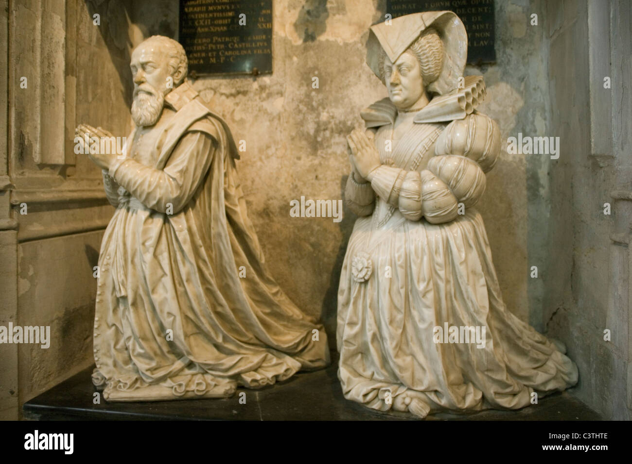 France Burgundy Autun, St.Lazare cathedral, Pierre Jeannin & wife tomb Stock Photo