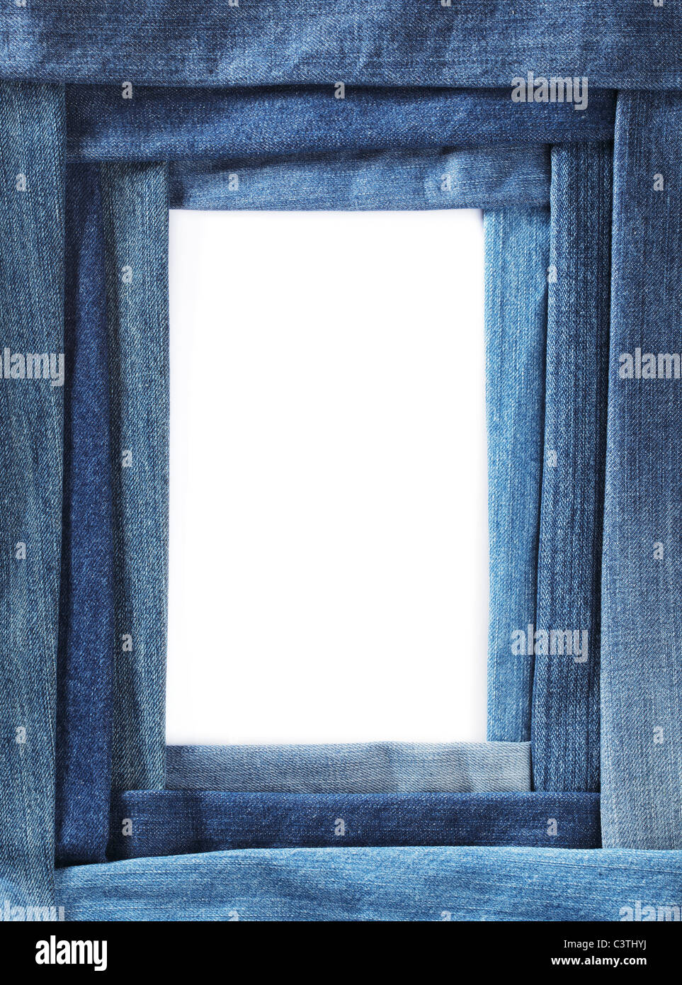 Frame made of different blue denim fabrics Stock Photo - Alamy