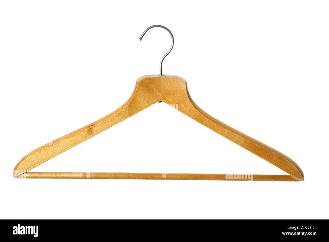 Old wooden coat hanger, isolated Stock Photo Alamy