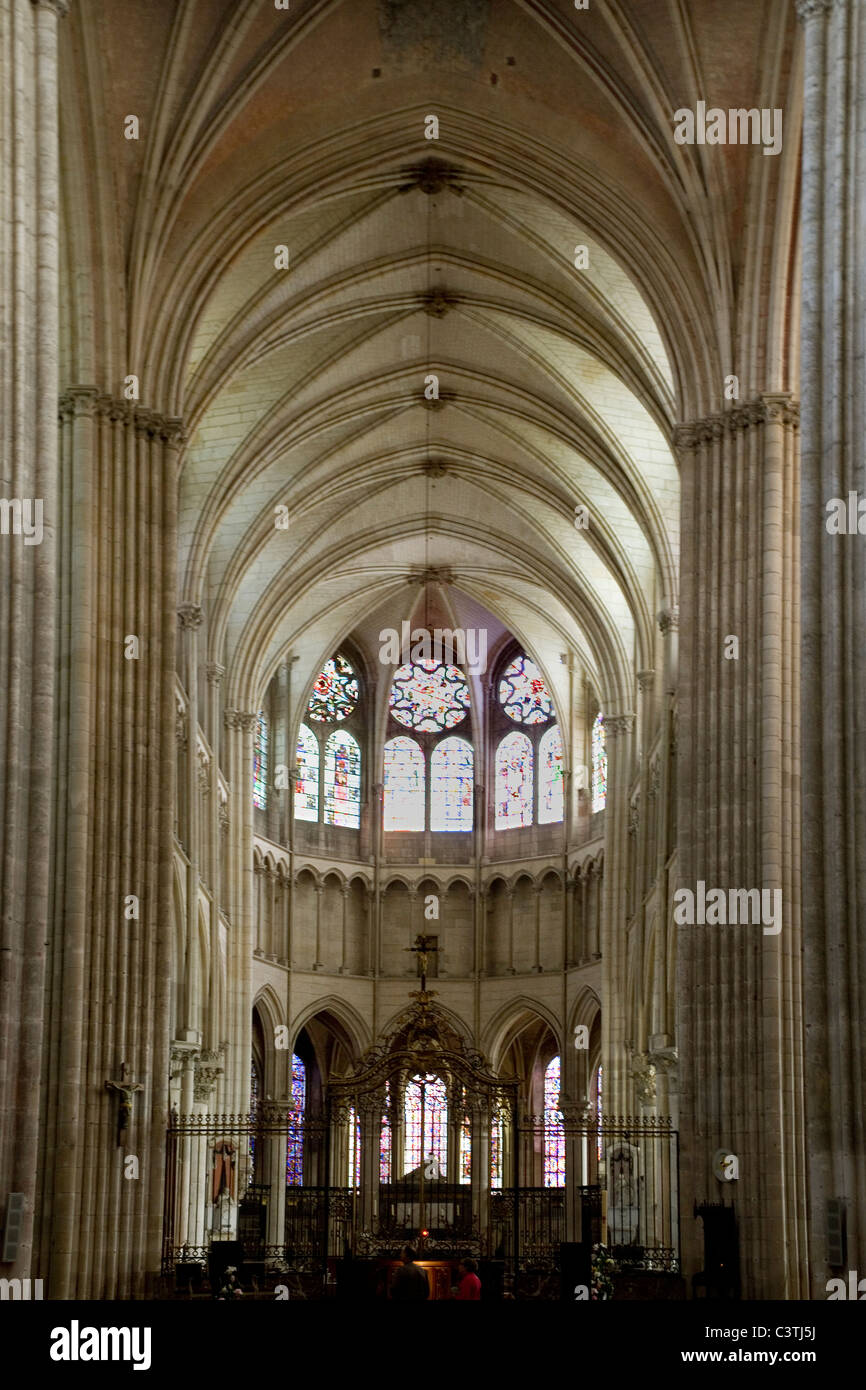 France Burgundy Yonne Auxerre, St.Etienne cathedral interior Stock Photo