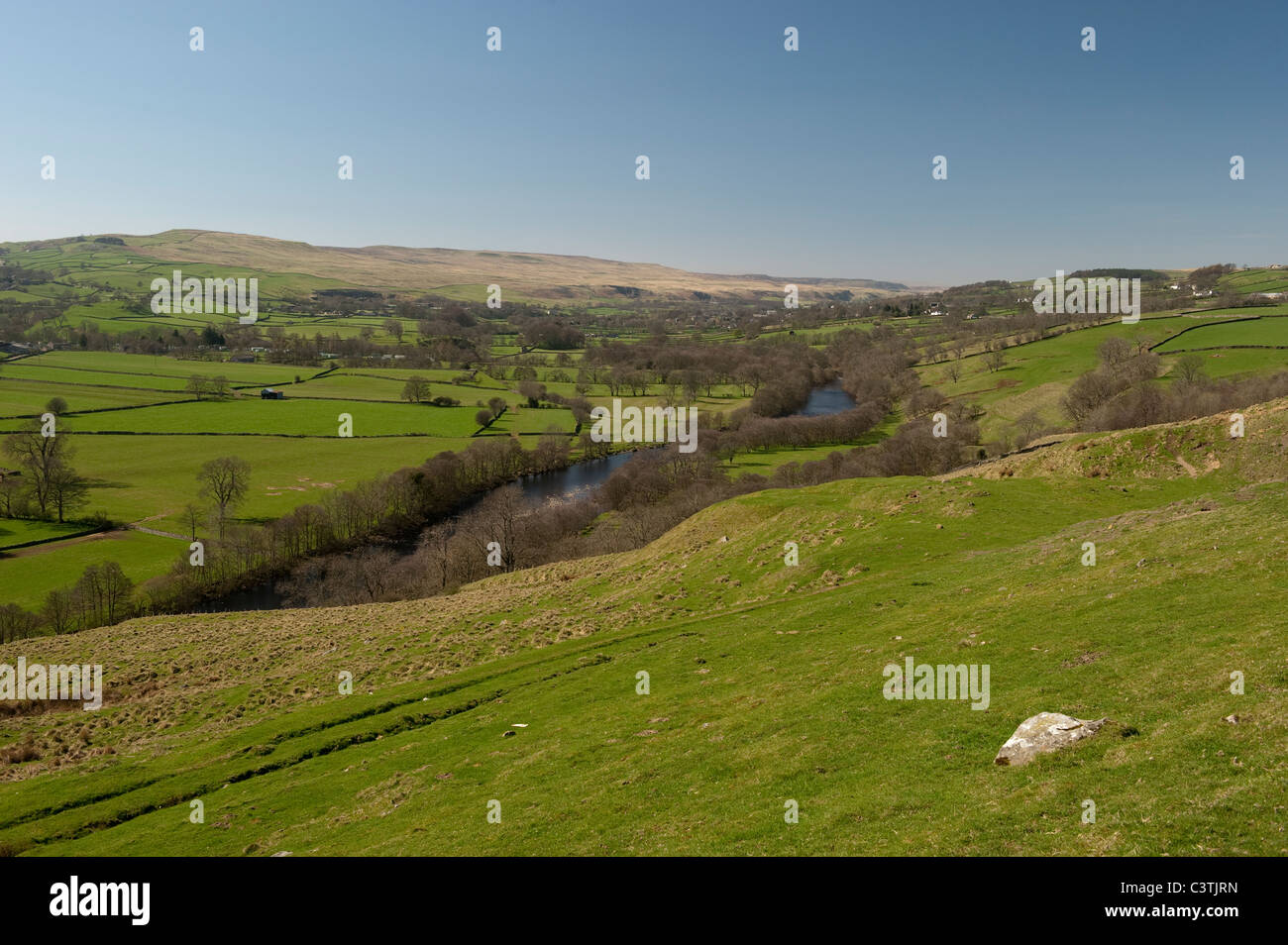 Looking up Teesdale valley from Eggleston towards Middleton in Teesdale Stock Photo