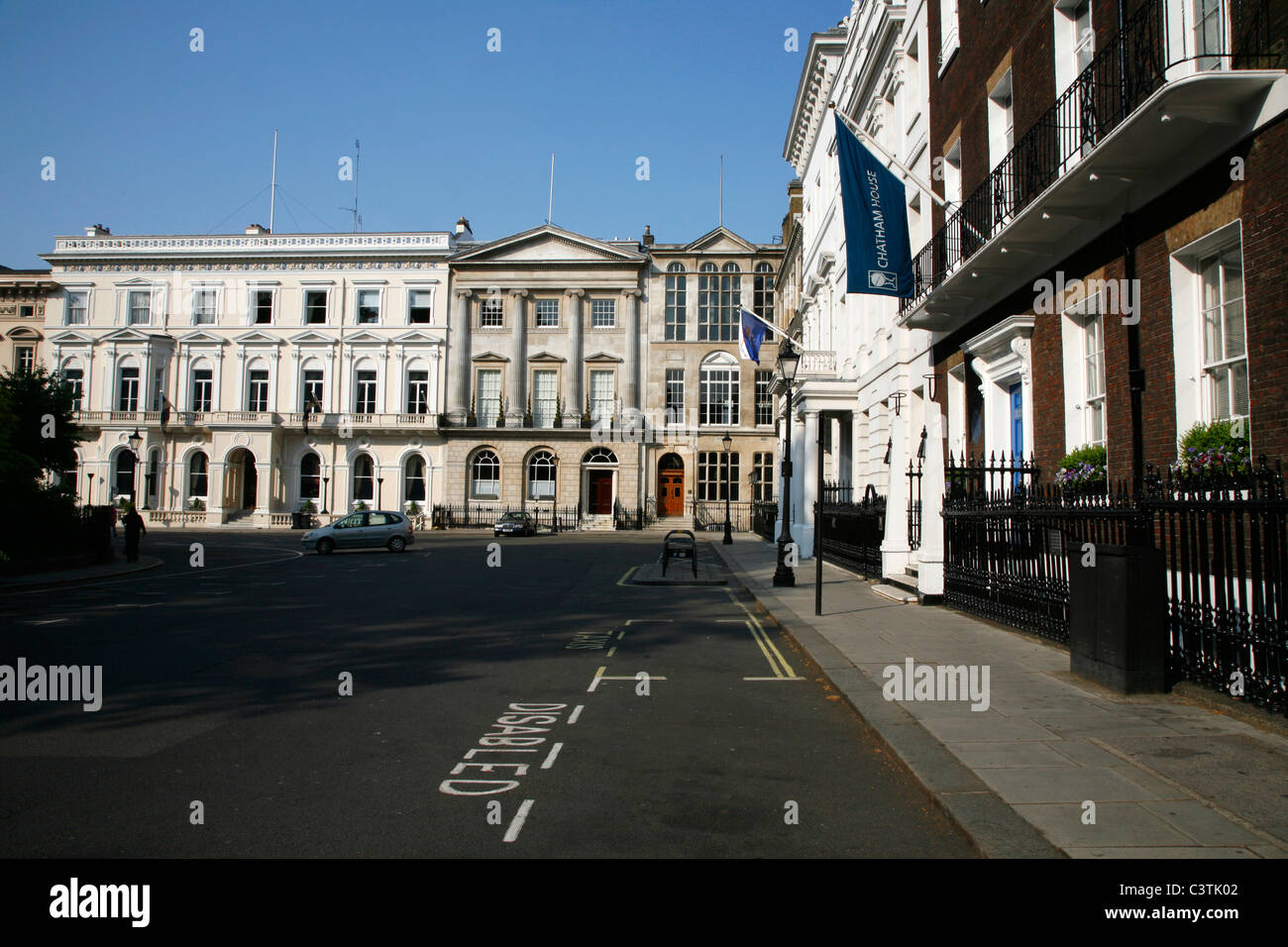 Chatham House, London Library and East India Club in St James's Square, St James's, London, UK Stock Photo