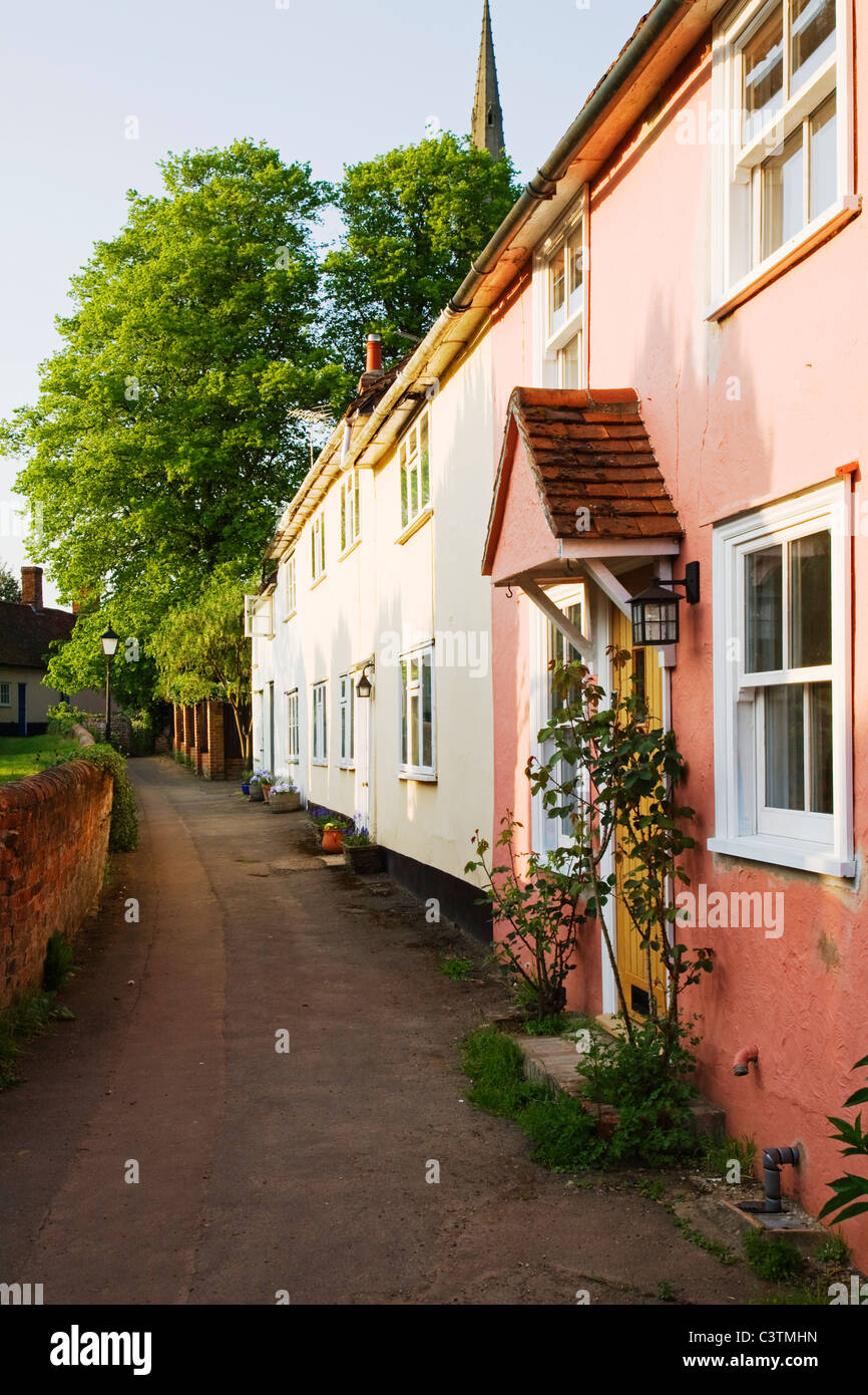 Picturesque cottages in Mill Row, Thaxted, Essex, England. Stock Photo