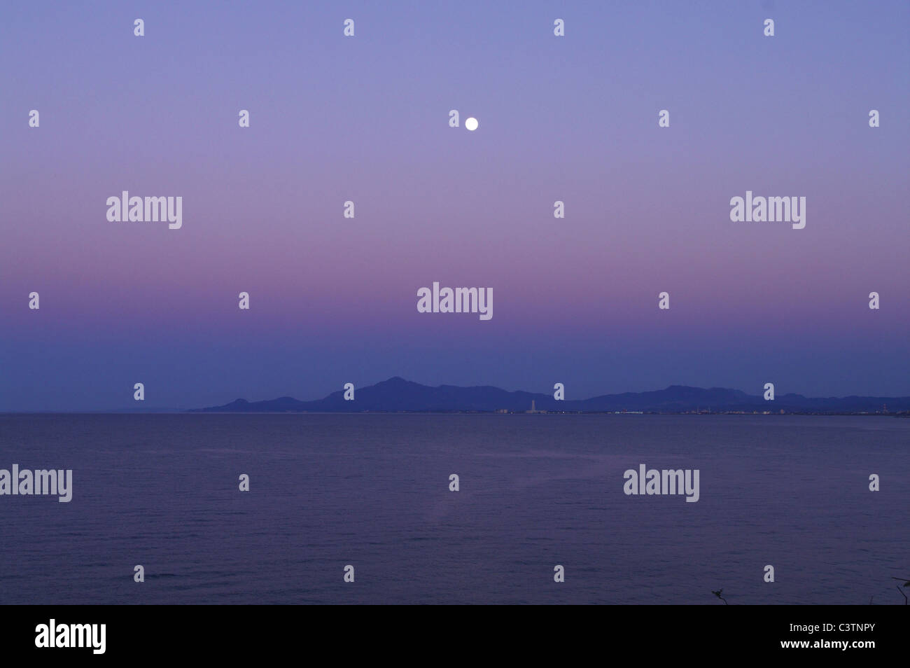 Full Moon Over Sea of Japan Stock Photo - Alamy