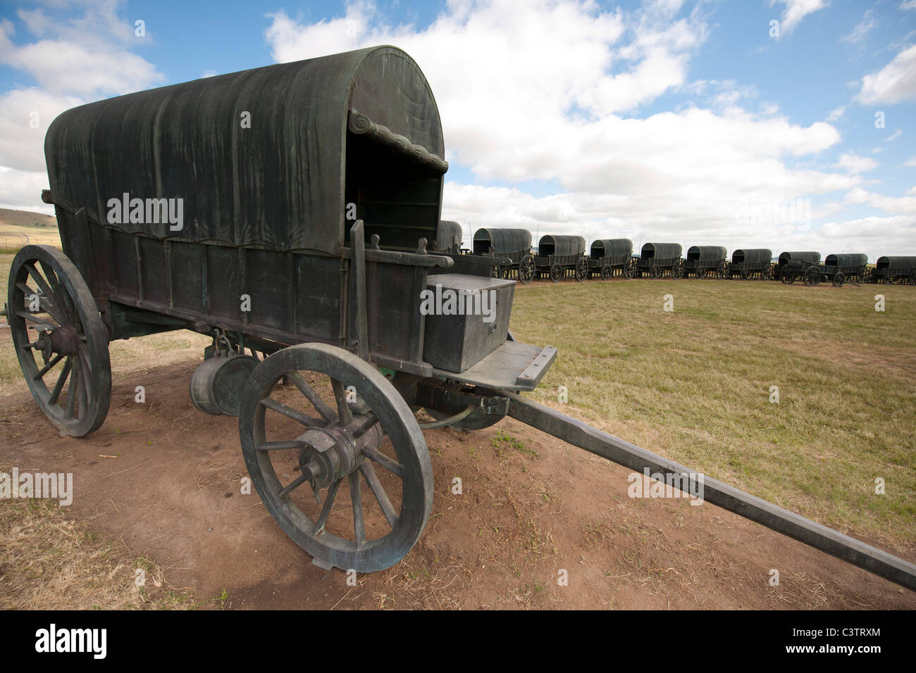 Laager with bronze replicas of oxwagons used by Voortrekkers at the