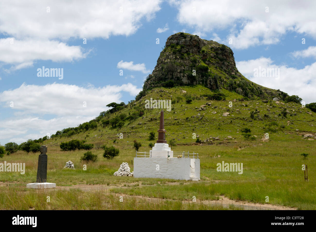 memorial to the fallen British, The Isandlwana Battlefield, near Dundee, South Africa Stock Photo