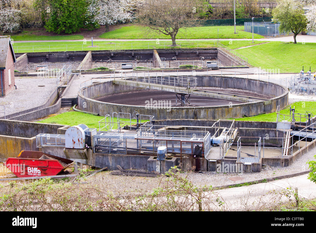 A sewage works or water treatment works near Saltaire, Yorkshire, UK Stock Photo Alamy
