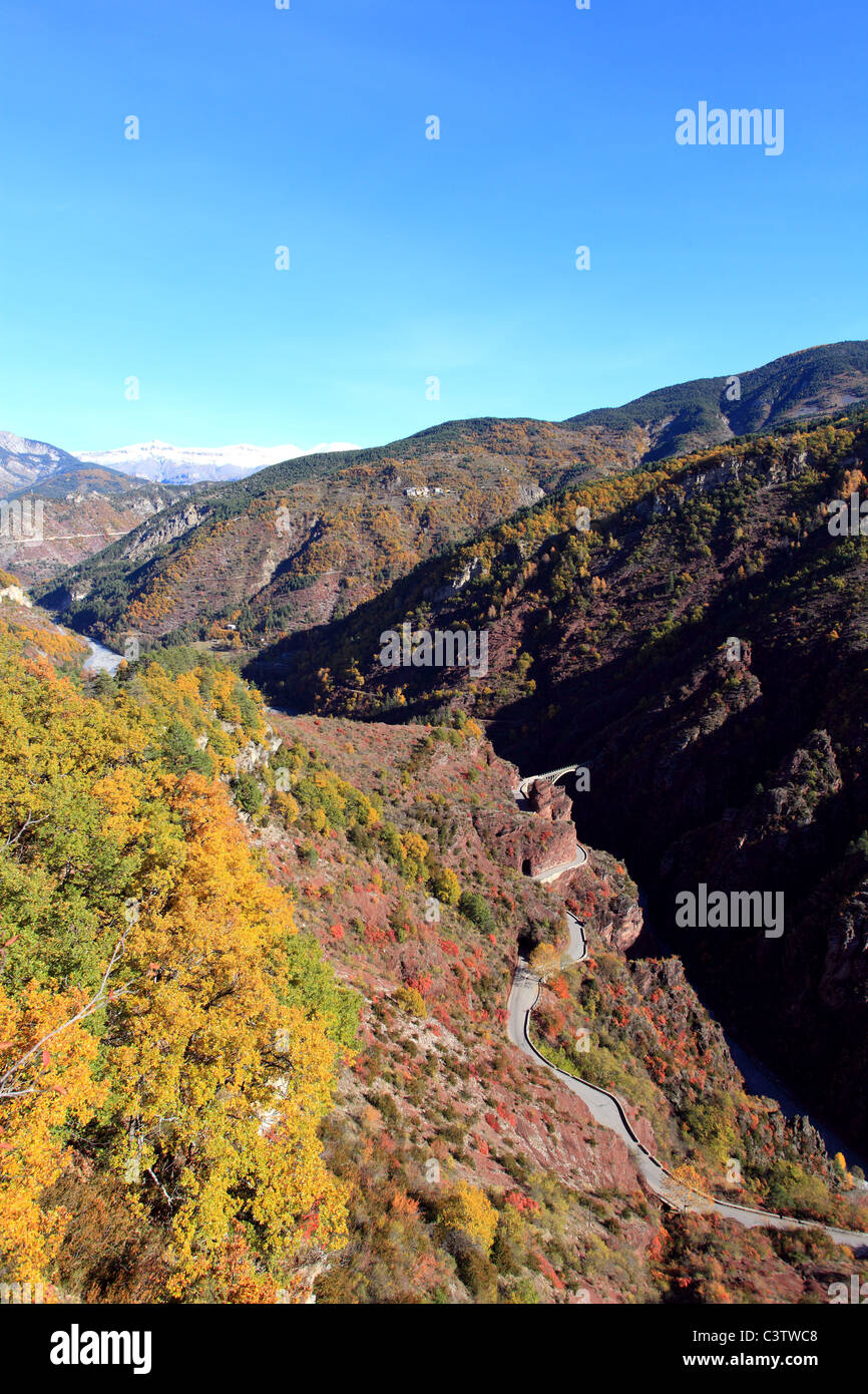 The impressive red colored Gorges de Daluis in northern Alpes-Maritimes ...