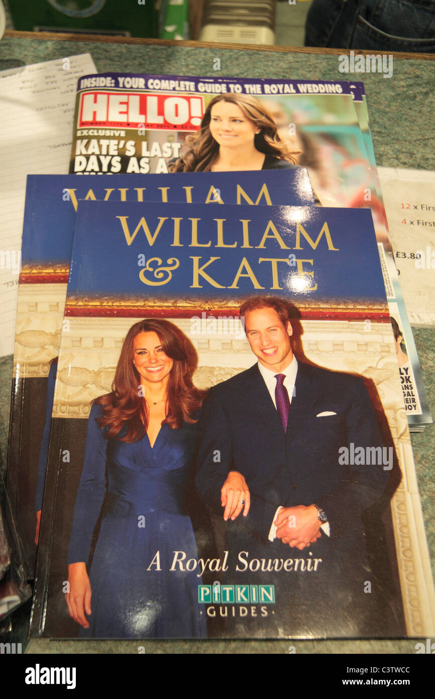 Souvenir book and 'Hello' magazine produced to celebrate the Royal Wedding of Prince William & Kate Middleton, 29th Apr '11. Stock Photo