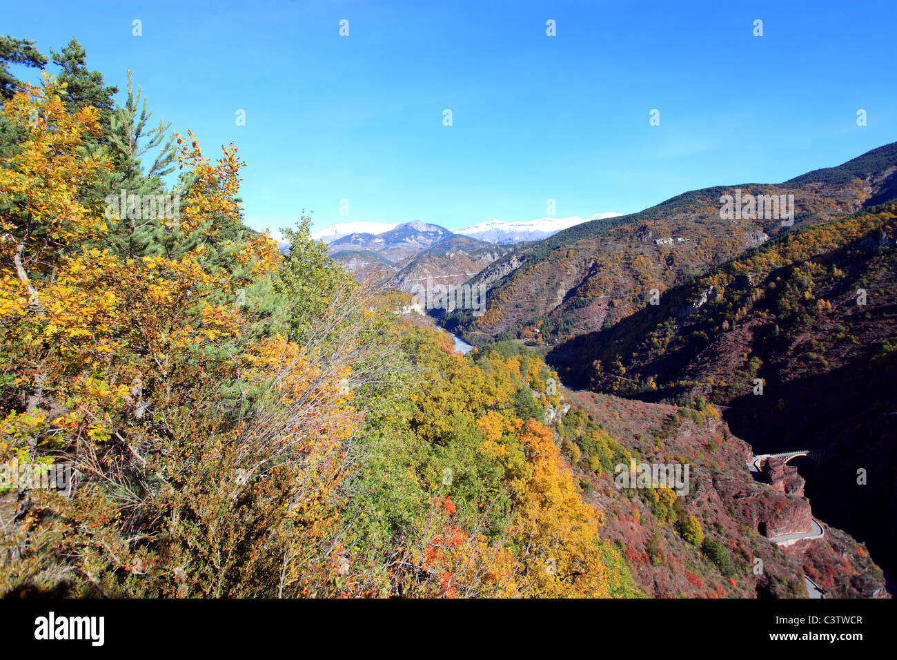 The impressive red colored Gorges de Daluis in northern Alpes-Maritimes ...